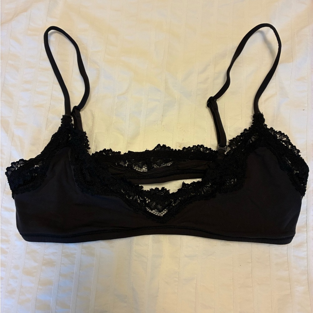 SKIMS Black Lace-Trim Bralette